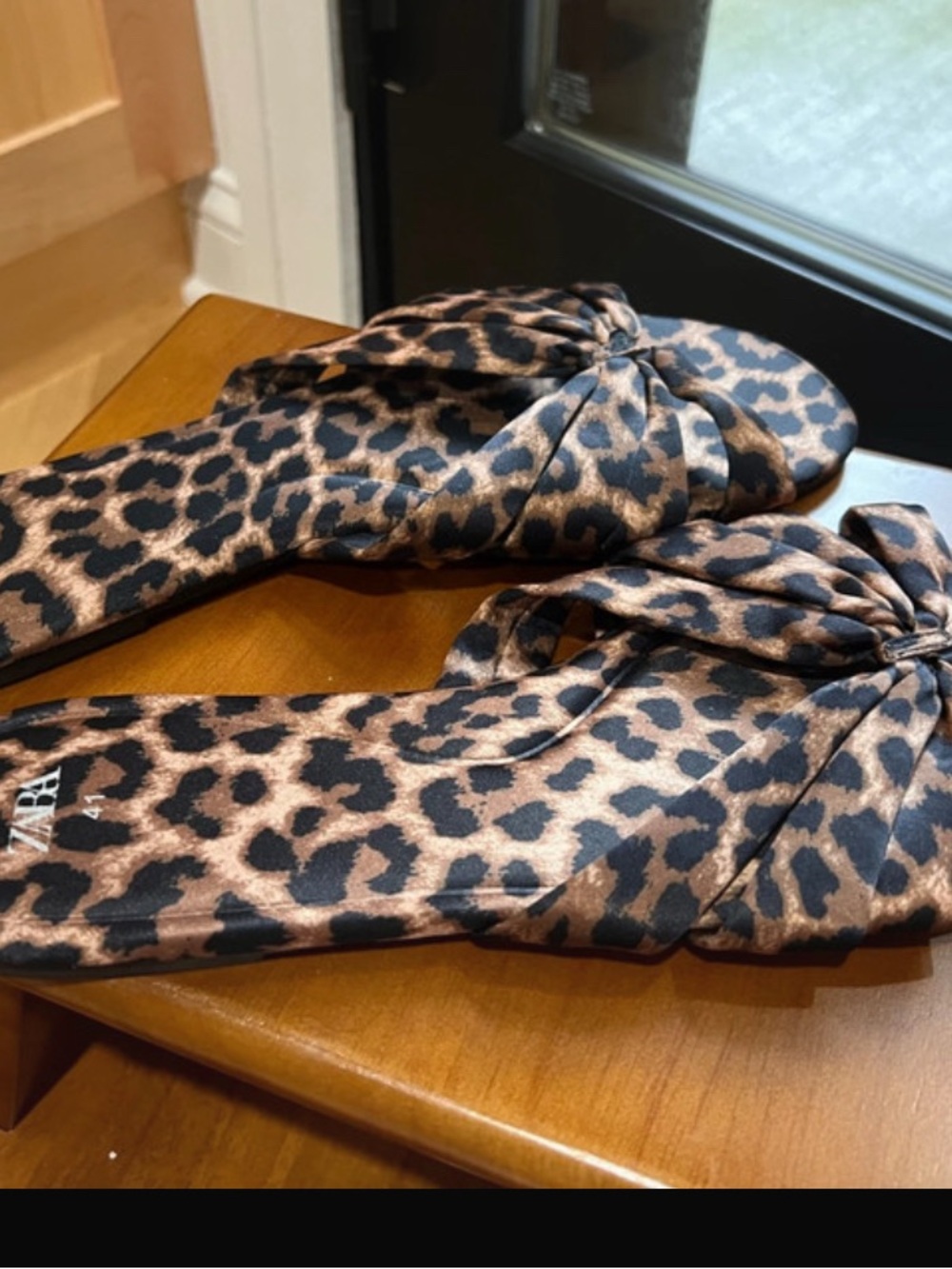 Zara Leopard-Print Slide Sandals - Brown & Black